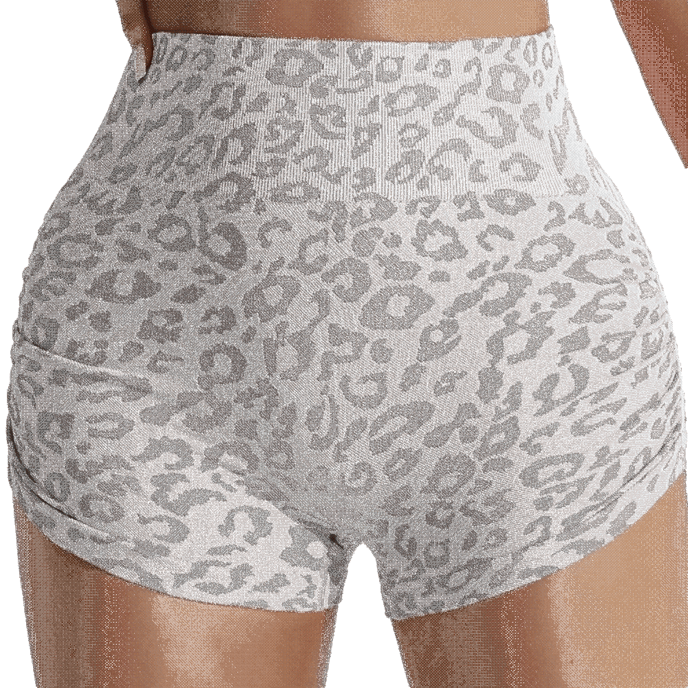 Pilates Yoga Oxford - Casual Leopard High Waist Shorts Skin