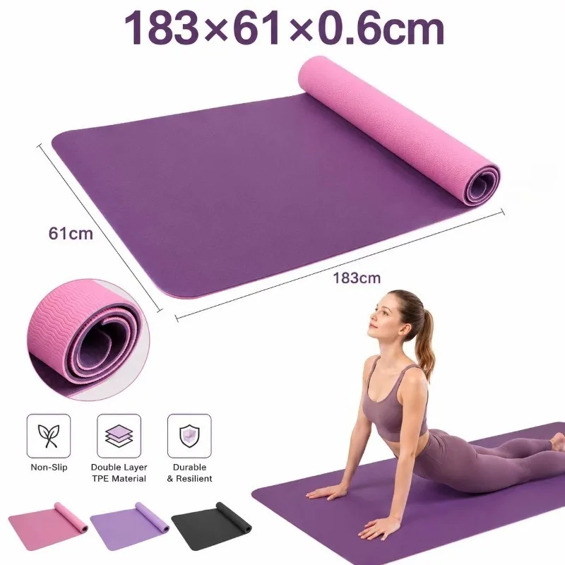 Pilates Yoga Mat Thickness - Yoga Mats Anti-slip Sport Fitness Mat