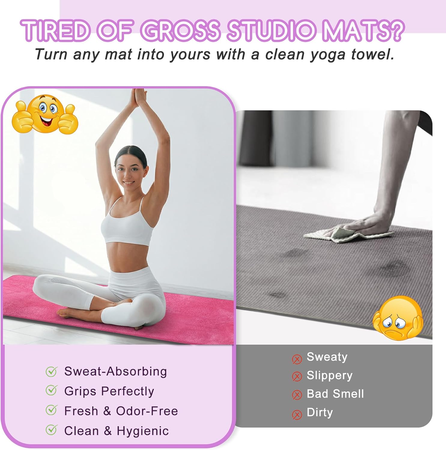 Yoga Mat Towel, Extra Thick 60 - Pilates Yoga Mat Thickness 리뷰 및 가격