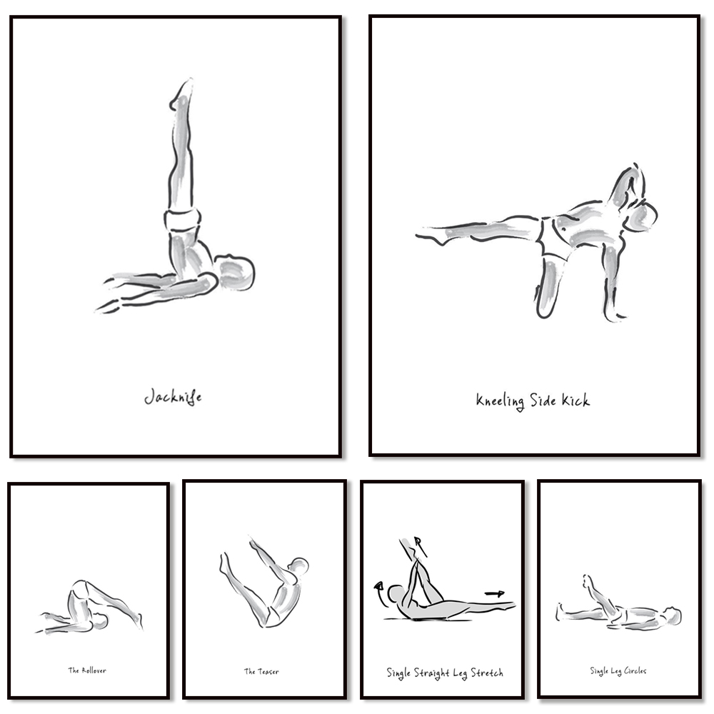 Pilates exercise black and whi - Pilates And Yoga Combined 리뷰 및 가격